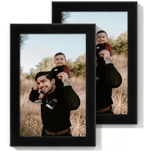 4x6 Picture Frame Set of 2,Display Pictures 4"x6",Black Photo Frame with Shatter Resistant Plexiglass,Picture Frames 4x6 Tabletop and Wall Mount,Poster Frame for Display Certificate Document