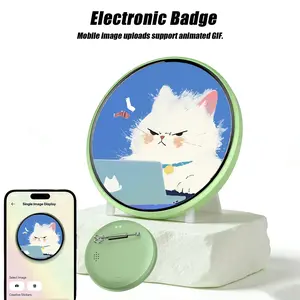 Digital Electronic Name Badge for Fans, Supports Animated Gif, Single Image Display, Image/video Slideshow Via APP, Offline Bluetooth-compatible Sharing, Audio Output, Perfect for Anime Expo, Star-Chasing Events