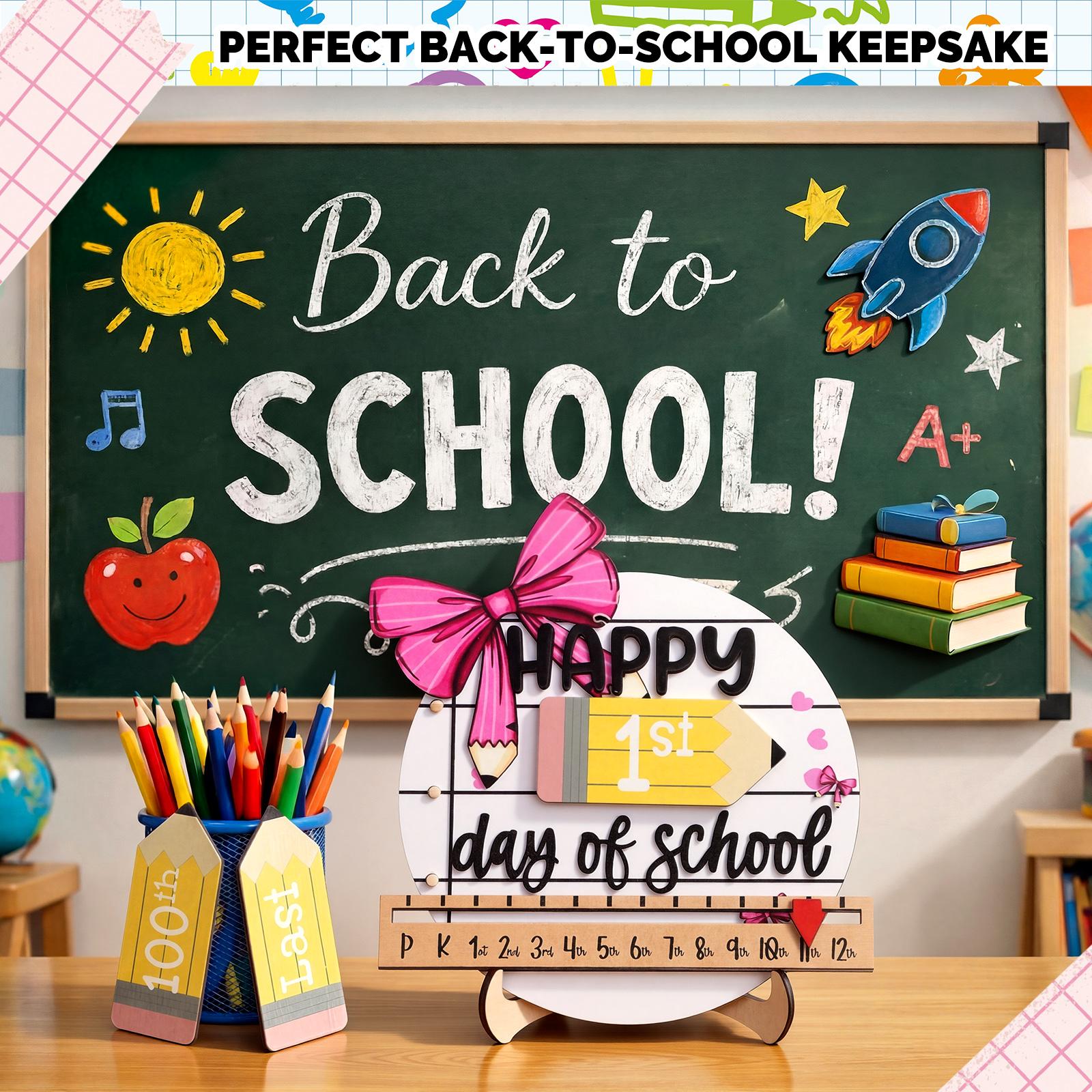 First & Last Day of School Sign Reusable Dry Erase 8" - Back to School Board Gifts Wooden Pencil Style, Cute Pencil Bow Notebook Design for Pre-K Kindergarten Photo Props First Day Last Day Traditions Teachers Parents Essentials Class of 2026 First & Last Day of School Sign Reusable Dry Erase 8" - Back to School Board Gifts Wooden Pencil Style, Cute Pencil Bow Notebook Design for Pre-K Kindergarten Photo Props First Day Last Day Traditions Teachers Parents Essentials Class of 2026