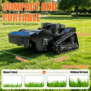 270CC Remote Controlled Lawn Mower, Slope Capable Robotic Lawn Mower, Adjustable Cutting Height Self-Propelled Mower, Ideal for Garden Lawn Green Belt Orchard, US Local Stock