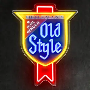 Old Style Beer Pure Genuine LED Neon Sign Light Up Wall Decor for Man Cave Game Room Bar Party Vintage Charm