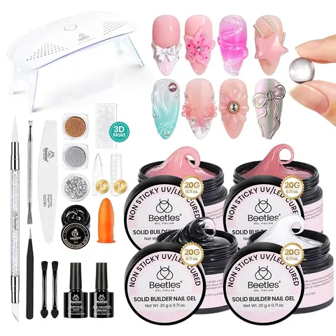 Beetles Solid Builder Extension Gel for Nails 3D Sculpting Gel Non-Sticky Hand Carving Gel with Mold Chrome for Salon DIY Nail Polish Silicone Clear Gift Rhinestone Cutics Manicure Cosmetic mothersdaygift Spring Nail Summer Nail Vacation Nail #SummerVibes
