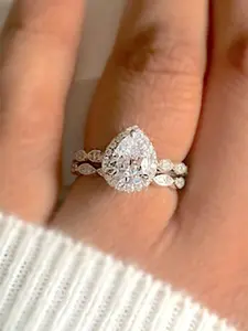 Elegant Water Drop Shaped Rhinestone Decorated Ring, Fashion Accessories for Women, Trendy All-match & Exquisite Jewelry for Birthday Gift, Trendy Jewellery Accessories, Teardrop Bridal Rings
