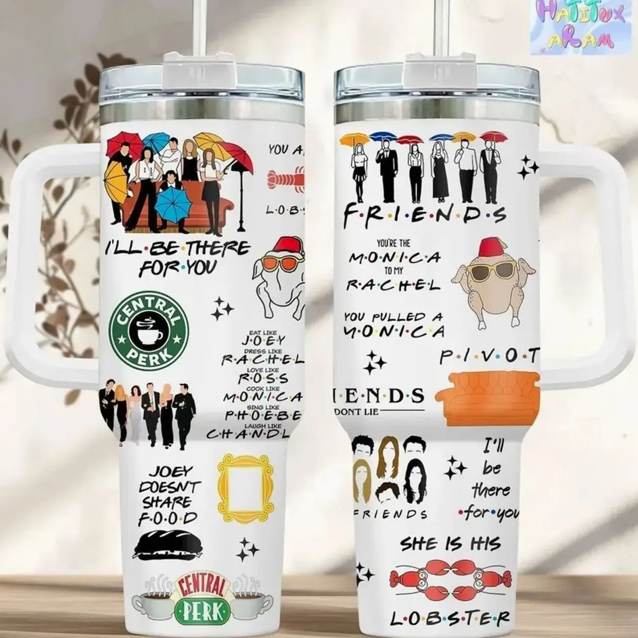 Friends TV Show 20oz/30oz/40oz Stainless Steel Tumbler – Central Perk Inspired Double Wall Insulated Travel Mug, Fan Gift Drinkware