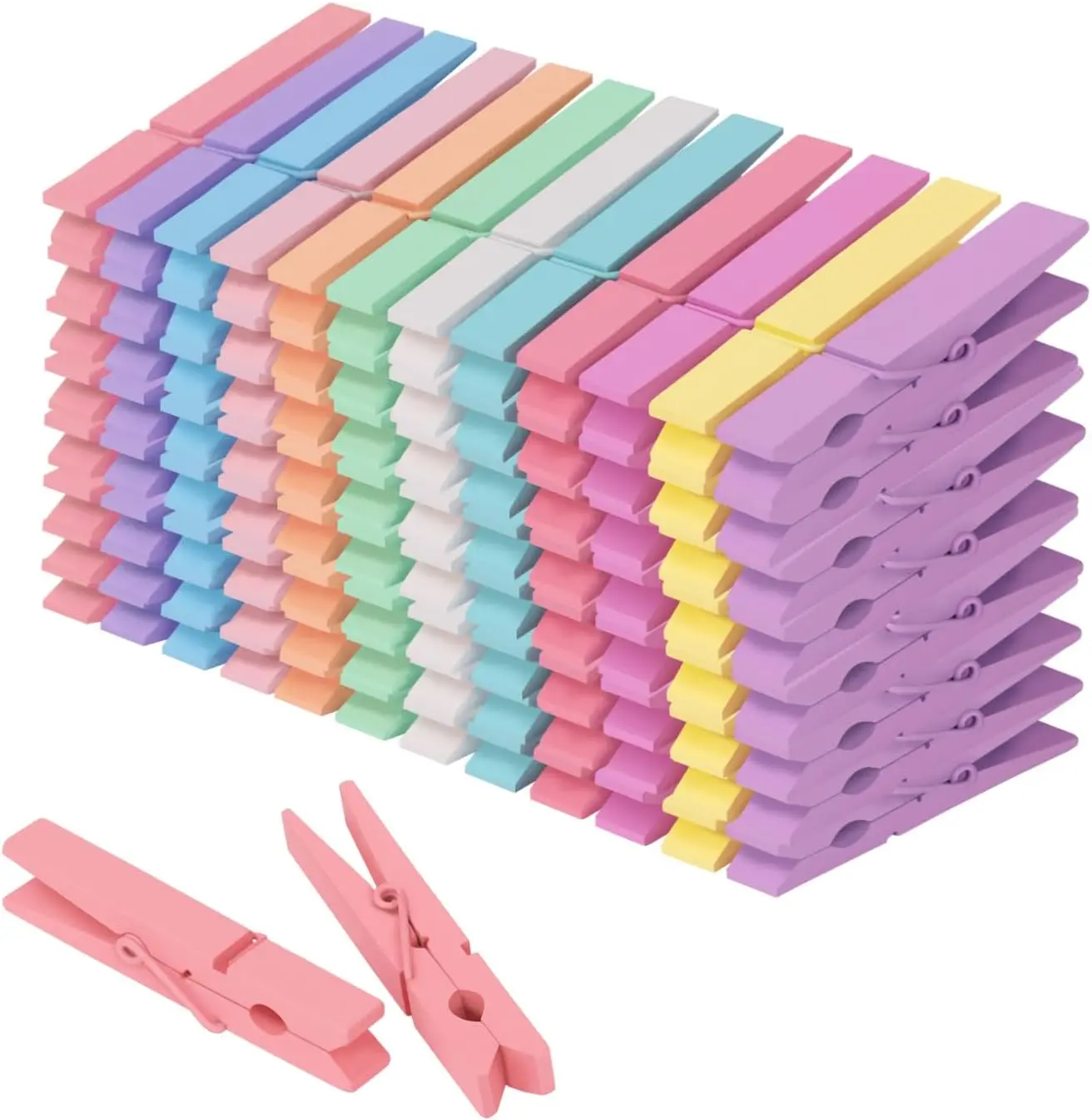 50PCS Colorful Wooden Clothespins, 12 Colors Clips for Photos, DIY Crafts, Home Decoration & Party Decor