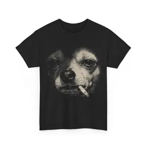 Funny Dog Smocking Graphic T-Shirt Vintage Meme Dog Shirt Retro Humor Streetwear Graphic Tee