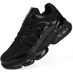 Men's and women's steel-toed shoes, composite material toe cap, indestructible safety shoes, lightweight steel-toed sneakers, slip-resistant and puncture-proof, with air cushion, breathable, suitable for industrial and construction work