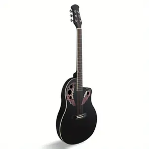 41 in Cutaway Round Back Acoustic Guitar, Spruce Top, Soundhole Design, Full Enclosure, Black