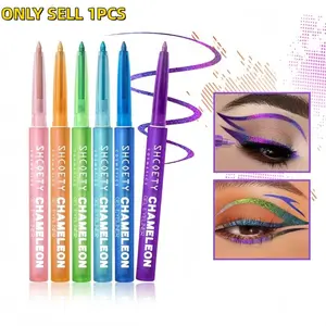 6-Color Chameleon eyeliner pencil, Eye makeup supplies, Eye makeup product, changes color under different lighting, for music festivals, New Year's metallic eye looks, one pencil unlocks multiple styles, smudge-proof, waterproof, sweat-resistant