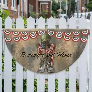 Remember and Honor - US Memorial Day Banner - Fade Resistant Outdoor Patriotic Fan Flag for House Windows & Railings