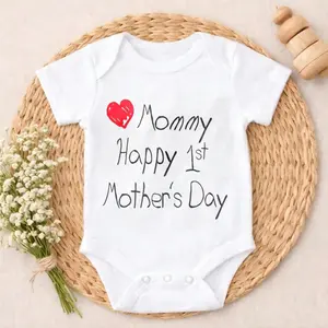 Newborn Baby Girl Boy Bodysuit Romper Outfit Mommy Happy 1st Mothers Day Breathable Cotton Gentle on Skin Baby Set Easy Match Perfect Present for Baby Shower, New Mom, Grandparents, Ideal for First Photos & Special Days
