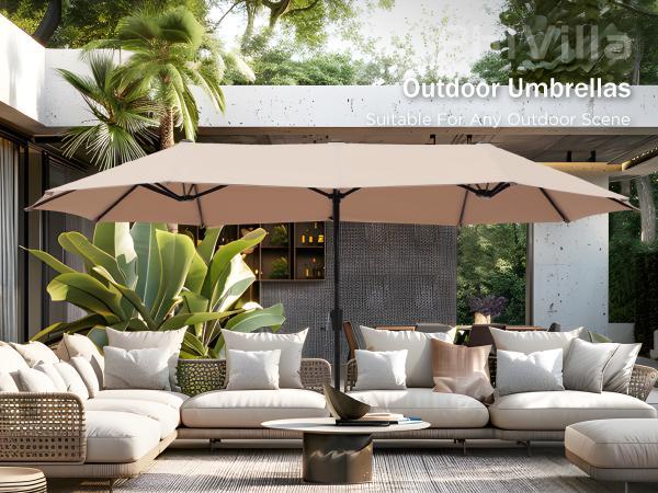 [LIVE] Sophia&William Patio Umbrella Double-Sided Outdoor Market Extra Large Umbrella with Crank Modern Led