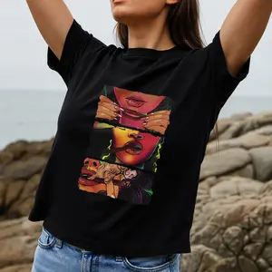 Artistic Abstract Women's T-Shirt Colorful Face Design Summer Casual Wear Gift For Her