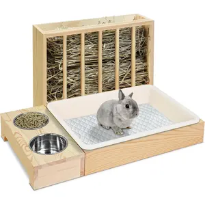 3 in 1  Hay Feeder with Litter Box, , Mess Proof, for Guinea Pig, Chinchillas, Hamster,