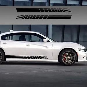 2Pcs Car Sticker Body Waist Line Decorative Racing Stripe Side Skirt Latte Sticker for Enhancing Vehicle Aesthetics