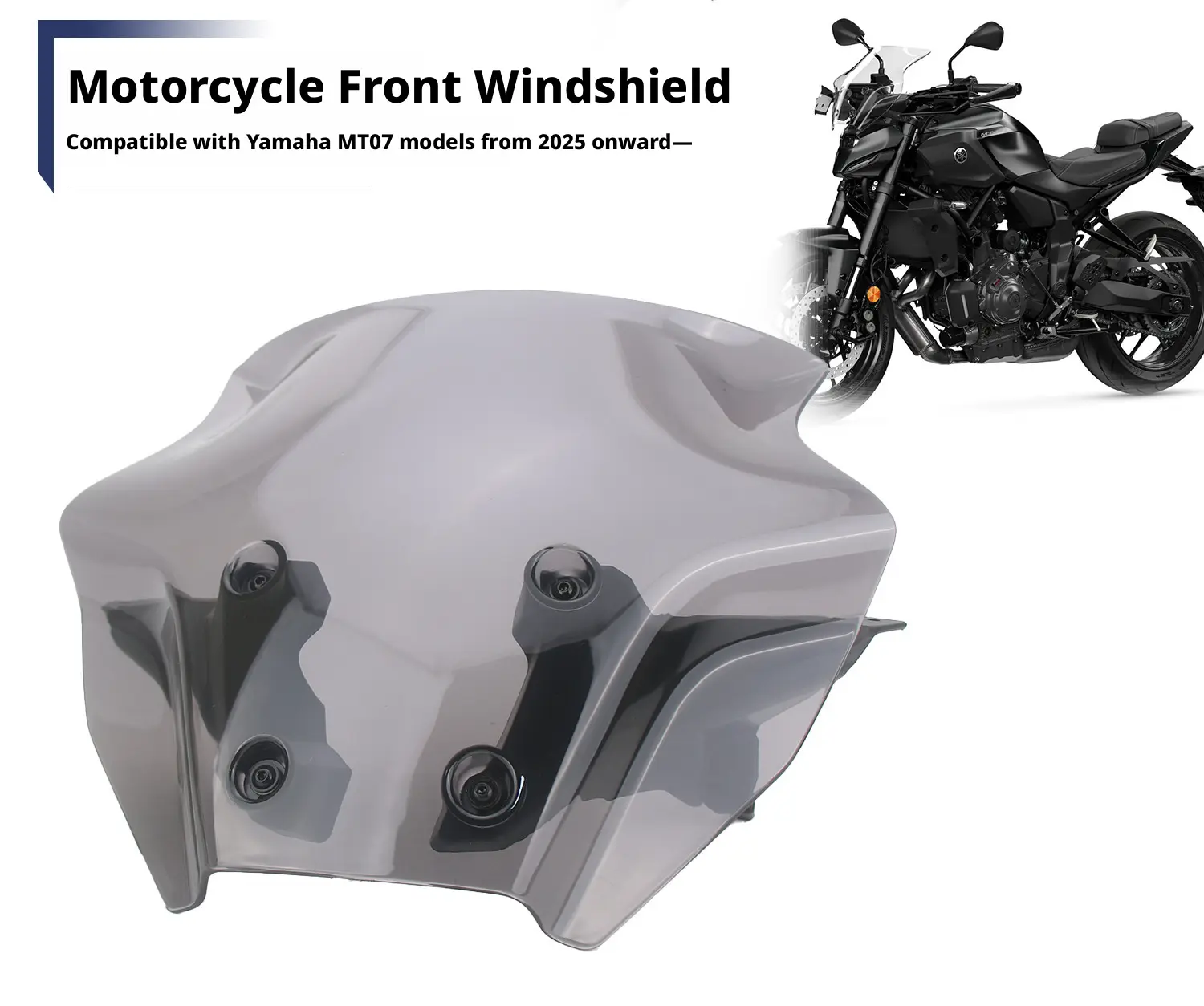 Applicable to 25 models of Yamaha MT07 - Front windshield glass racing windscreen diffuser upgrade kit for heightening the windscreen