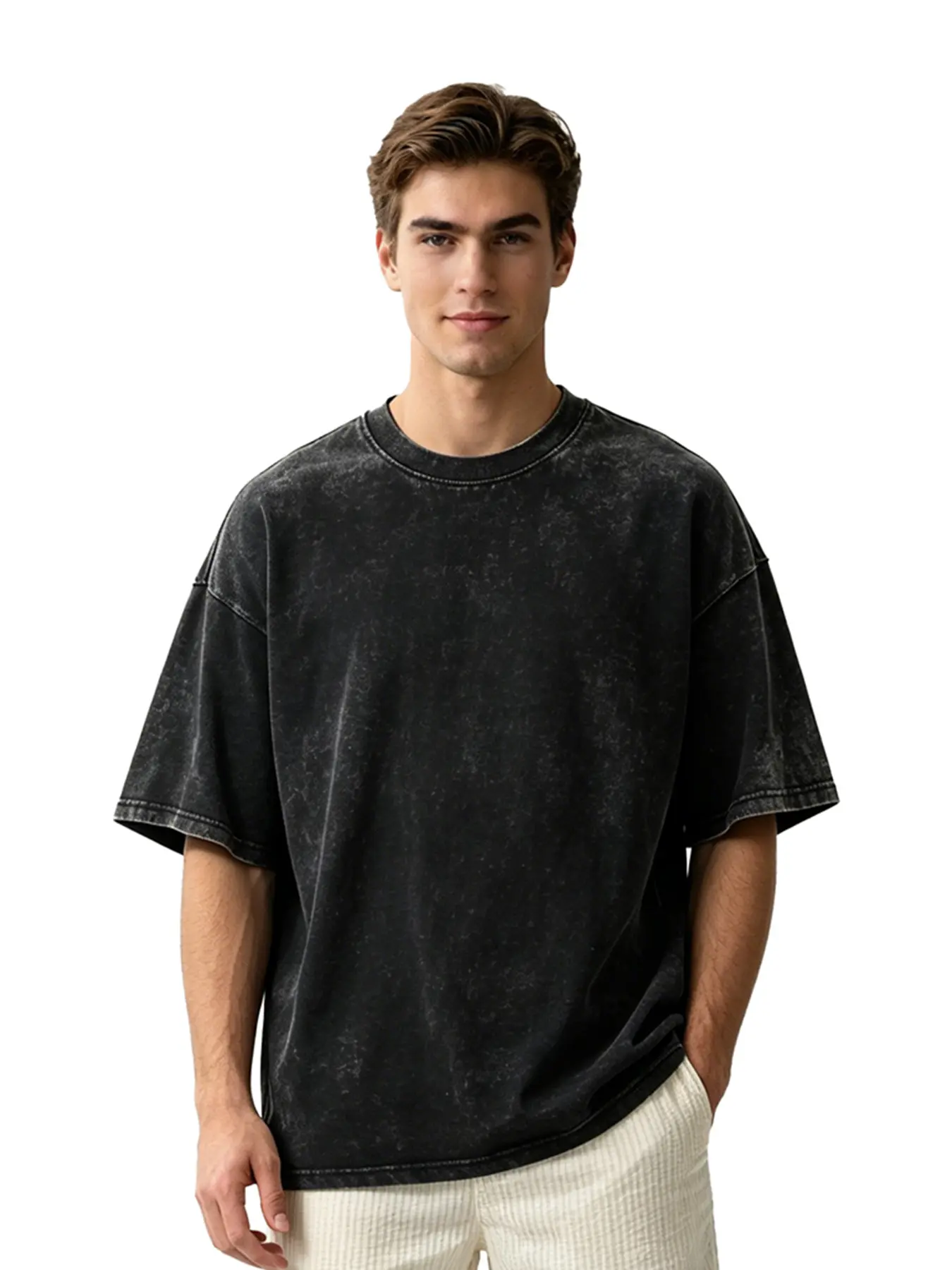 Oversized Tshirts Unisex Gym Vintage Heavyweight T Shirts Cotton Workout Acid Wash Baggy Tees Youth sports apparel
