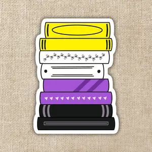 Nonbinary Pride Flag Book Stack Sticker
