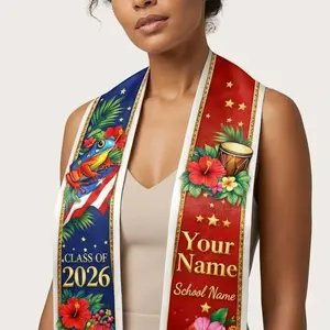 Personalized Puerto Ricans Flag Graduation Sash, Custom Puerto Rico Graduation Stole, Grad Gift for Friend, Daughter Gifts, Class of 2026