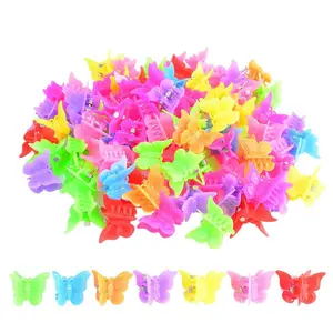 100 Packs Assorted Color Butterfly Hair Clips,  Beautiful Mini Hair Accessories for Girls and Women, Random Color