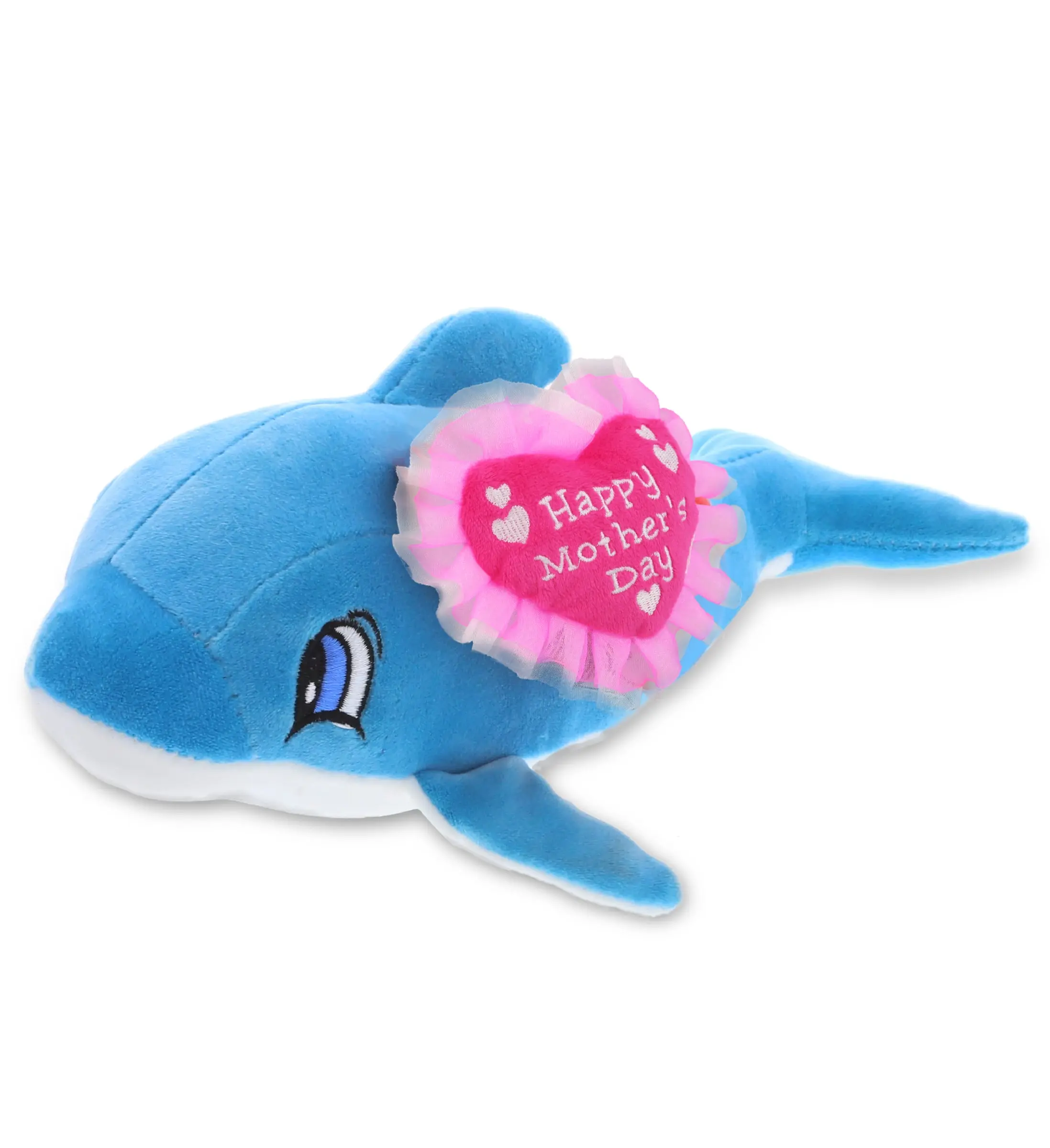 DOLLIBU Cuddly Huggable Soft Adorable Cute-Shaped Fluffy Plush Heart Stuffed Animal - Baby-Soft Polyester, Embroidered Blue Dolphin Sea Life Figure, Ideal Mother's Day Gift, Cuddly Stuffed Animal, Huggable Stuffed Animal