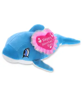 DOLLIBU Cuddly Huggable Soft Adorable Cute-Shaped Fluffy Plush Heart Stuffed Animal - Baby-Soft Polyester, Embroidered Blue Dolphin Sea Life Figure, Ideal Mother's Day Gift, Cuddly Stuffed Animal, Huggable Stuffed Animal
