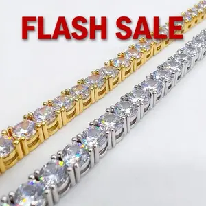 Timeless Unisex Tennis Chain in 14kt Yellow & White Gold Plating for Everyday Wear Flash Sale