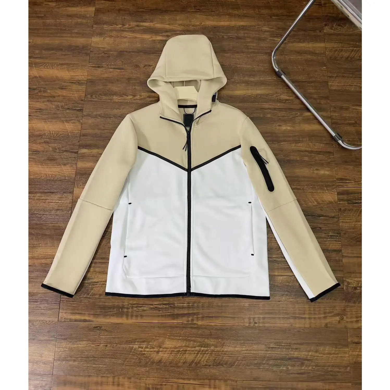 Khaki patchwork white top