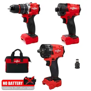 Brushless Power Tool Set - 3-piece tool set including impact wrench, drill, and screwdriver; multi-functional all-in-one renovation and decoration kit for home use, fine woodworking, and furniture assembly.