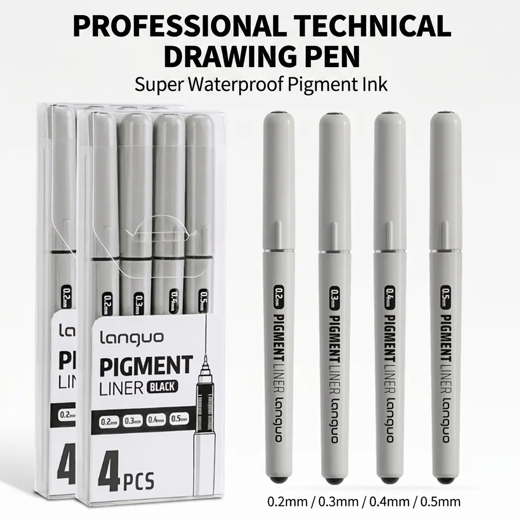 【BUY 1 GET 1 FREE】 Waterproof Pigment Liner 8-Pack! No Smudge, Direct-Flow Outline Pens for Art Supplies office professional blank