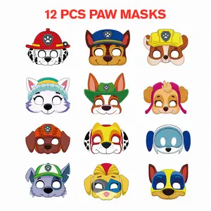 12Pcs Paw Patrol Birthday Party Masks, Toy Puppy Patrol Kids Costume Masks Patrulla Canina Figure Mask Kids Cosplay Party