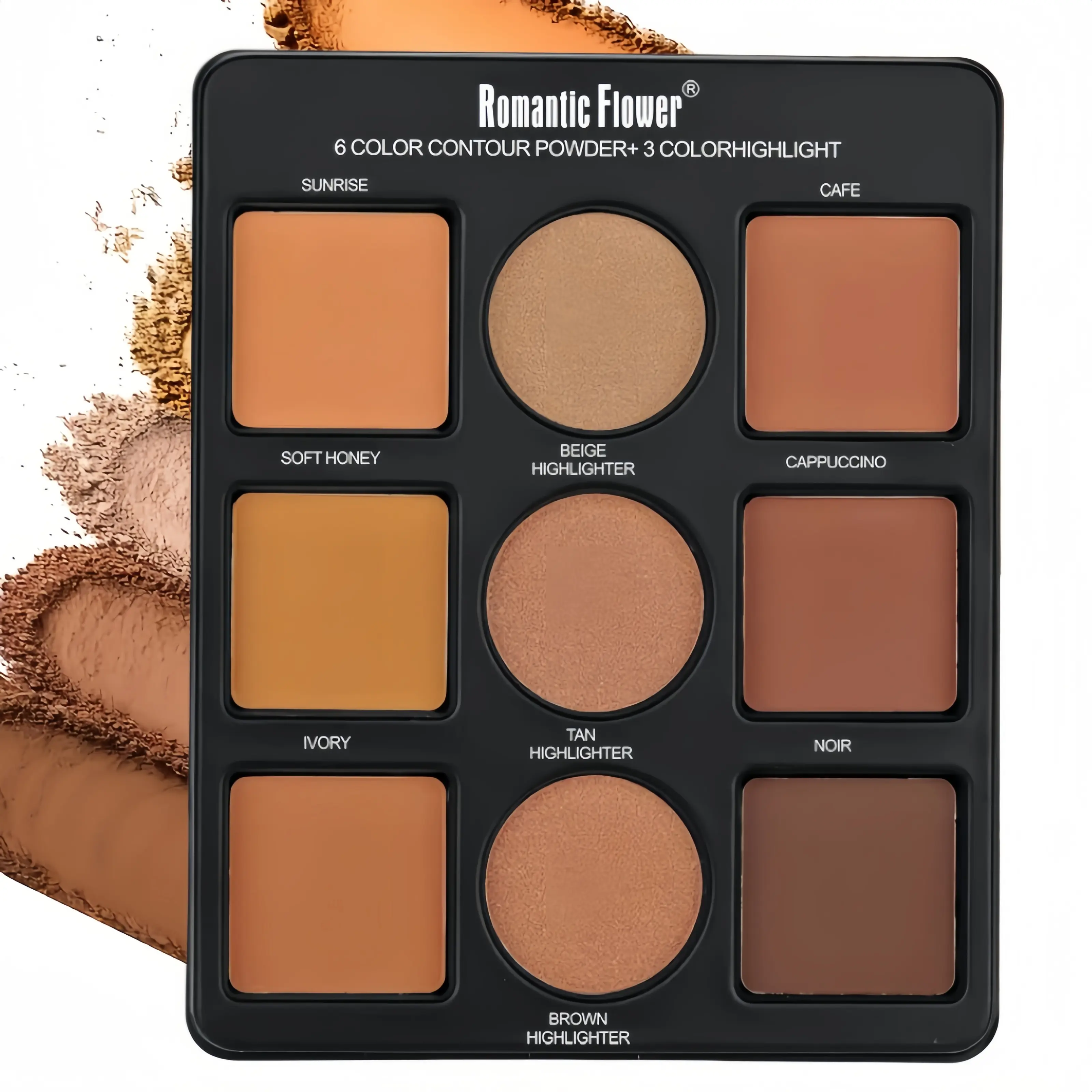 9-Color Lightweight Matte Setting Powder Palette, Oil Control Face Powder, Contour Highlighter Bronzer Kit, Smooth Blend, Buildable Coverage, Long-Lasting Non-Cakey Makeup