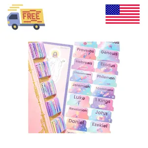 Bible Tabs with Unique Sticker, Bible Tabs for Women, Laminated Bible Tabs, Bible Study Supplies (Rainbow)