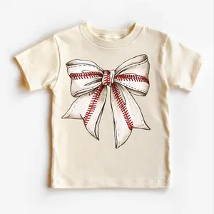 Baseball Bow Coquette Kids T-Shirt, Toddler Softball Girl Graphic Tee, Youth Game Day Sports Shirt for Girls, Cute Ball Player Gift