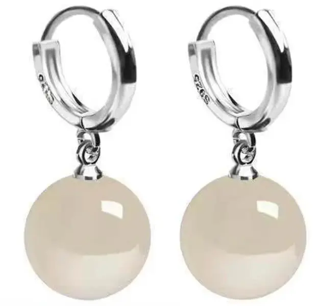 White Agate Drop Earrings