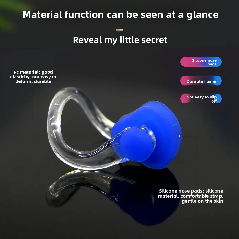 Nose Clip and Earplug Set for Adults - TPE Material - Dark Blue, Black, White, Pink, Sky Blue - Ideal for Swimming and Wading Sports - Solid Color Nose Clip and Earplug Set for Adults - TPE Material - Dark Blue, Black, White, Pink, Sky Blue - Ideal for Swimming and Wading Sports - Solid Color