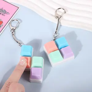 1pc，Macaron Color Keyboard Keycap Stress Relief Keychain, Anti-Anxiety Sensory Toy, Cute Multicolor Button Charm, Perfect for Bags & Backpacks
