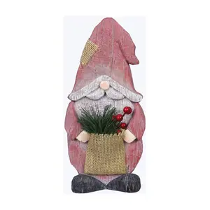 Young's Resin Wood Texture Santa Claus, Set of 2