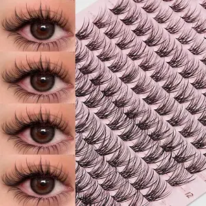 168pcs Bulk Lashes, 8-16mm Mixed Length, CC Curl, Volume Curl Lashes, 3D Russian Cat Eye Style Extension, Lightweight Fluffy False Eyelashes, Soft & Comfortable, Suitable For Beginners, Reusable, DIY Time-Saving, Holiday Giftlash Clusters