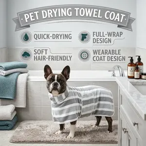 Quick-Dry Dog Bathrobe Pet Towels Set, Adjustable Microfiber Robe with Drying Gloves, Ideal for Cold Weather and Beach Swimming Grooming Supplies # GLOBAL PICKS # Instagram Viral Pet Outfits # Pet Bathrobe # Pet Bathrobe