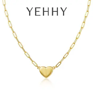 YEHHY Women's Dainty Magnetic Heart Couple Necklace, 18K Gold Plated Stainless Steel Minimalist Matching Pendant, Gold Jewelry Gift for Her (Valentine’s Day, Anniversary)