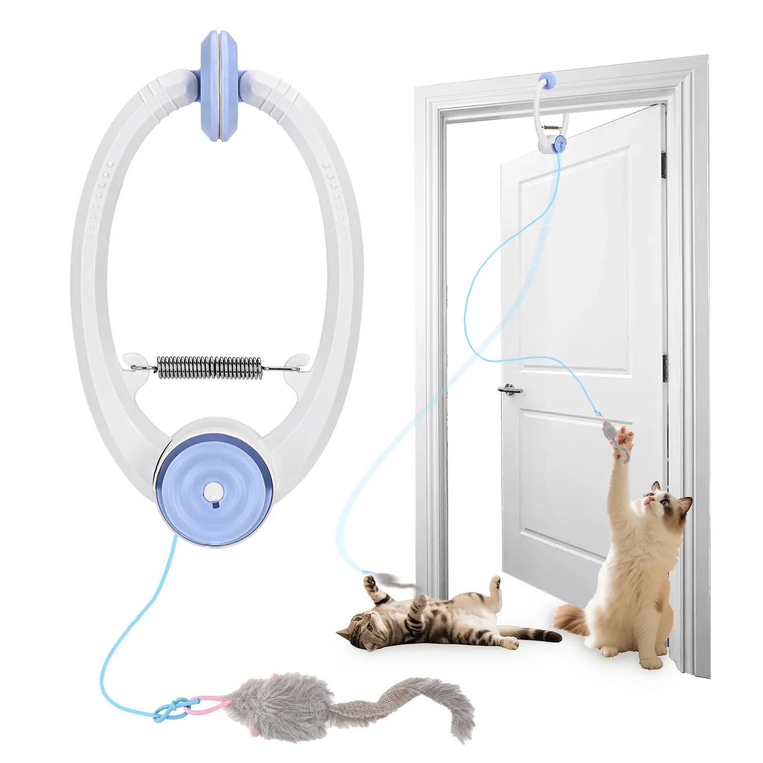 【CityFlee】Electric Cat Teaser with Remote, Interactive Pet Toy, Rechargeable Door Clip Design, Dual Modes --- 360° Rotation and Irregular Jumping, Stimulates Mind & Body, cat toys, cat stuff, Bird cat stuff, cat toys, Christmas gifts, Interactive Cat Toy