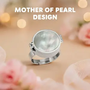 Titanium Steel Adjustable Abalone Shell Collapsible Lipstick Ring, Unique Fashion Jewelry Gift for Women for Valentine’s & Birthday Occasions