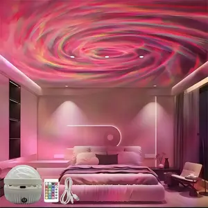 Touch control 16 colors black hole/aurora/water ripple projector light, 1 set of USB charging LED starry sky aurora projector light with remote control. Northern lights ambient light, room decoration, living room decoration.