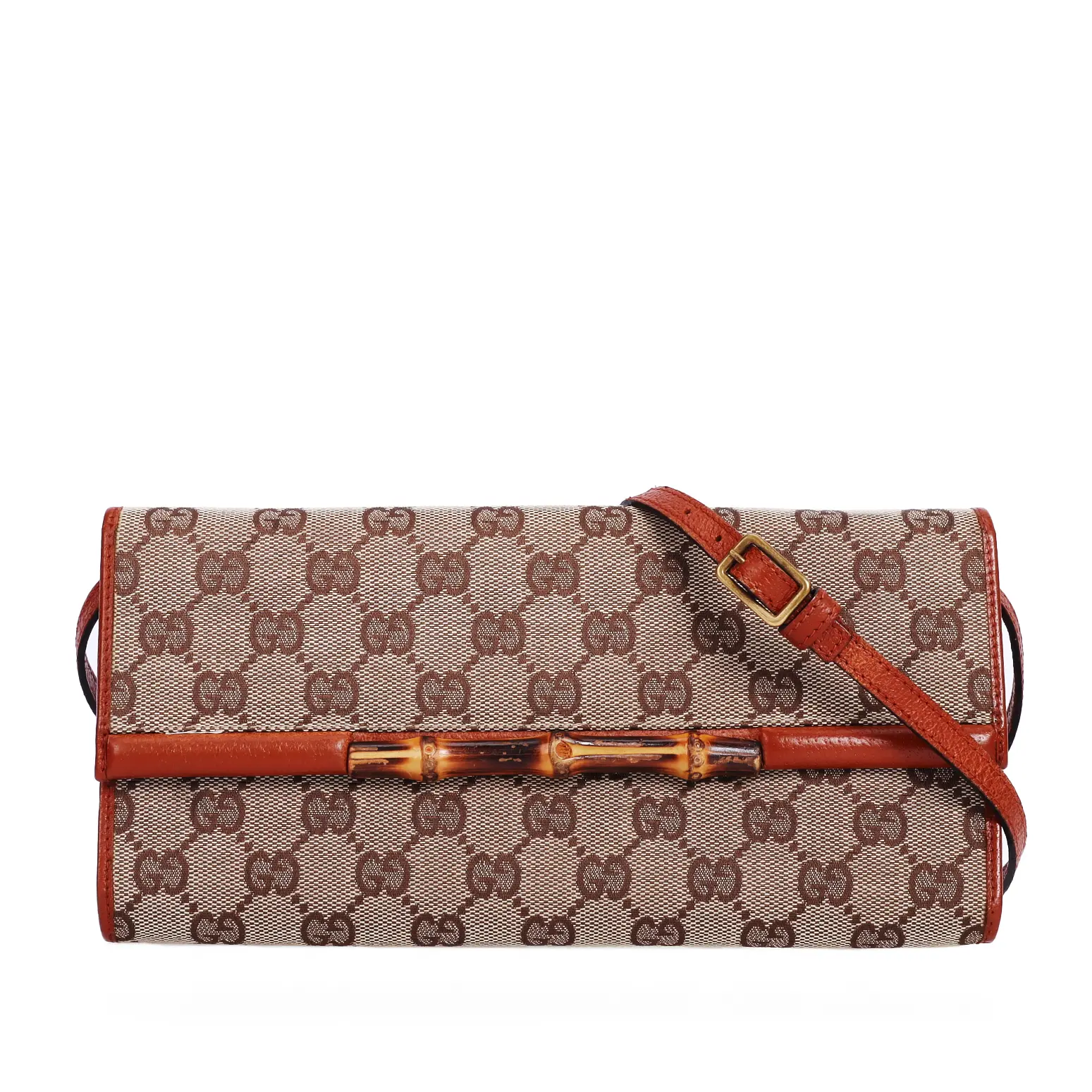 Pre-owned GUCCI GG canvas Crossbody Bags Gucci Bamboo Shoulder Bag Brown GG Canvas