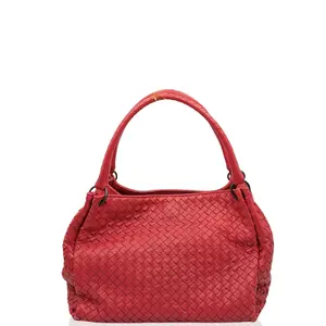Pre-owned Bottega Veneta Leather Shoulder Bags Hobo Intrecciato Nappa Red (ym012626g8)
