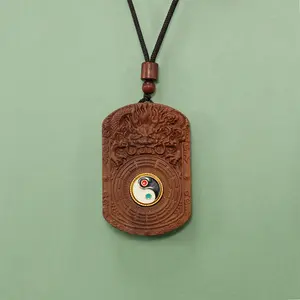 Hand-Carved Dragon-Swirling Taiji Bagua Pendant - Lightning-Struck Jujube Wood Jewelry for Women, Unisex Portable Accessory with Symbolic Inscription (Toys & Hobbies, DIY Beading & Jewelry Making)