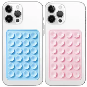 4 Pack Silicone Suction Phone Case Mount, Non Slip Sticky Grip, Silicon Adhesive Suction Cup Mount, Strong Grip Holder for Selfies and Videos (LightPink&Translucent)