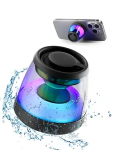 Magnetic Bluetooth Speaker, XO Portable Bluetooth Speaker with RGB Light, Waterproof Wireless Speaker, Phone Stand for iPhone 16/15/14/13/12 Series, Small Speaker for Shower, Outdoor, Birthday Gift
