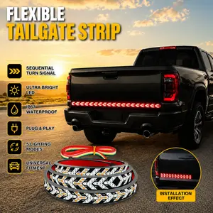 80 Inch Fishbone LED Tailgate Light Strip, Dynamic Sequential Turn Signal Brake Reverse Running Lights for Pickup Trucks SUVs Cars, Waterproof Streaming Tailgate Light Bar, Truck Accessories, Car Decor, Easy Install